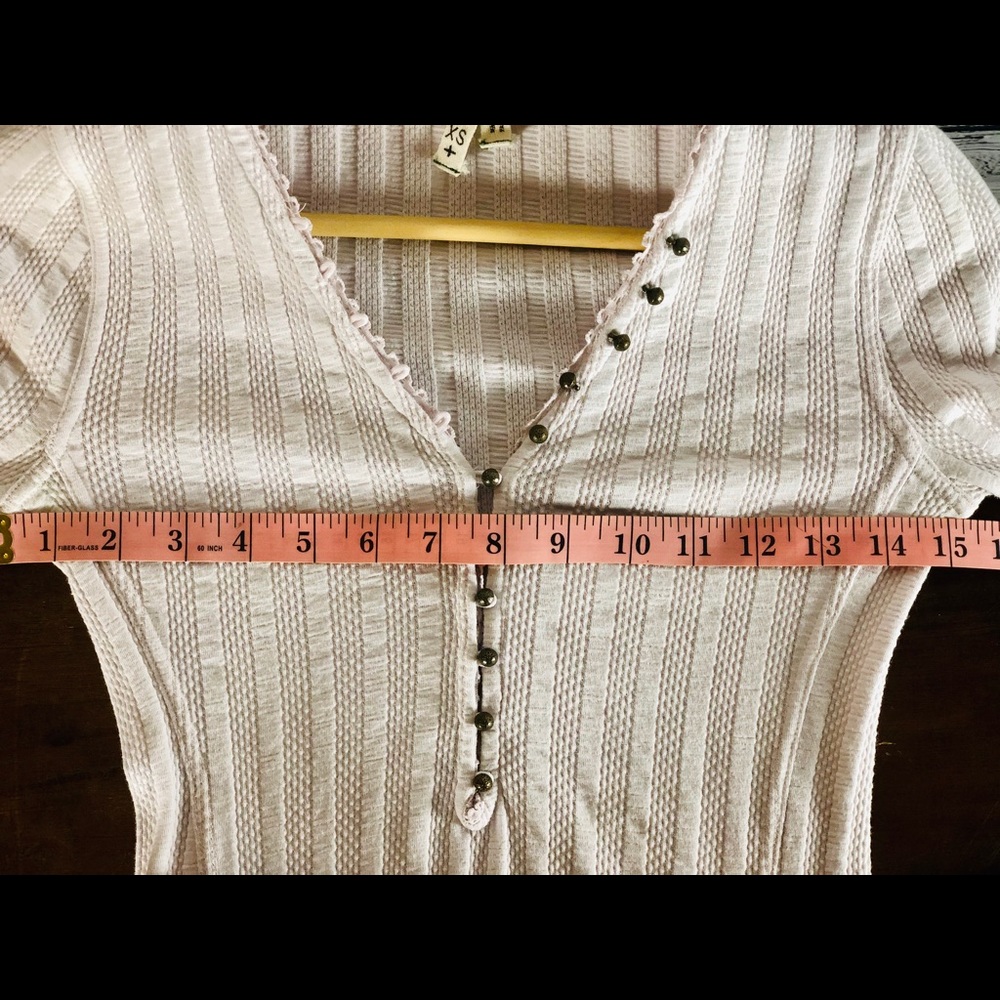 Free People Fitted Ribbed Ballet Pink Henley - Picture 7 of 16